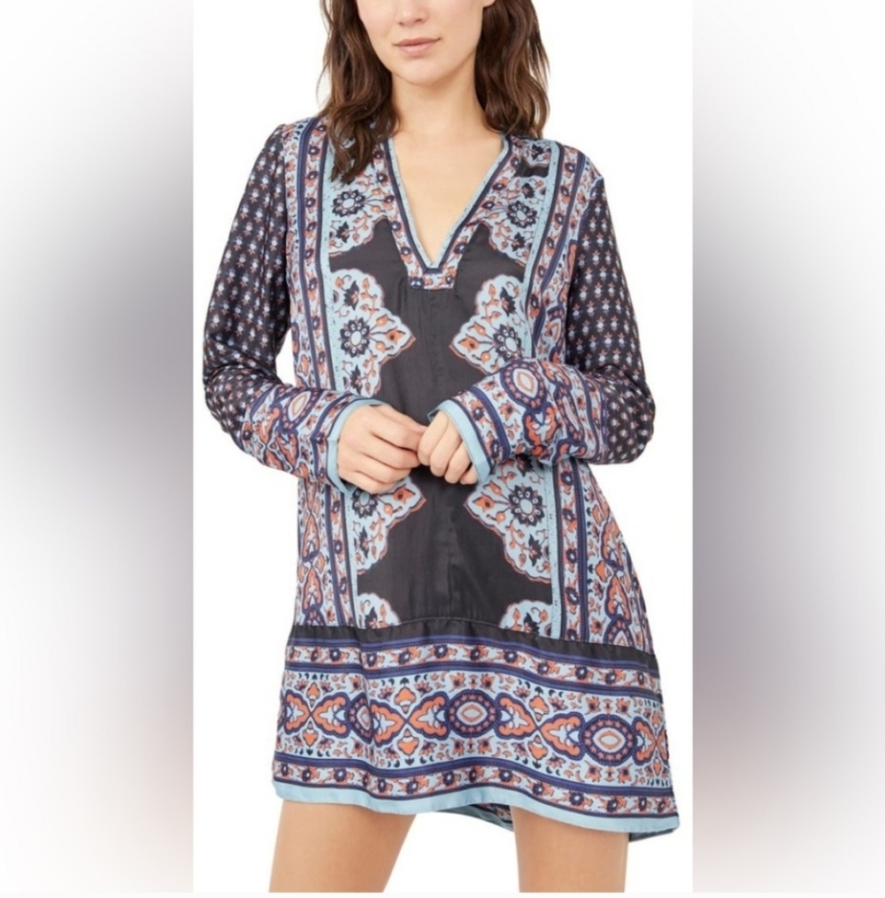 Free People Meadow Mod mini dress long sleeves size Large - Picture 4 of 15